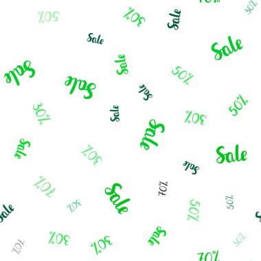 Işık yeşil vektör sorunsuz arka plan ile 30, 50, %70 işaretleri satış. Yüzde renkli dizi basit tarzda imzalar. İşletme reklamları, reklam için tasarım.