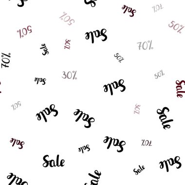 Koyu kırmızı vektör sorunsuz arka plan ile 30, 50, %70 işaretleri satış. Beyaz arka plan üzerinde renkli kelime gradyan ile satış. Reklamlar için zemin broşürler siyah Cuma.