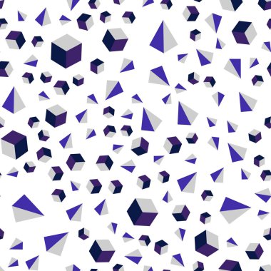 Koyu pembe, mavi dikdörtgenler, üçgenler ile kesintisiz, izometrik düzeni vektör. İllüstrasyon renkli üçgen, dikdörtgen ile. Tasarım için duvar kağıdı, kumaş üreticileri.