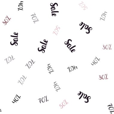 Koyu pembe, kırmızı vektör 30, 40, 50 ile seamless modeli yüzde işaretleri. Beyaz arka plan üzerinde renkli kelime gradyan ile satış. Reklamlar, poster, afiş satış için desen.