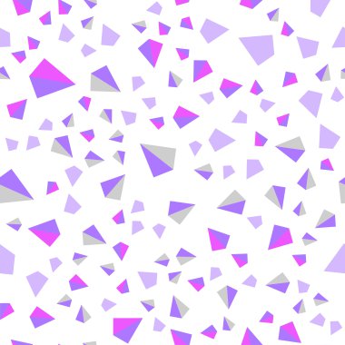 Mor ışık, kristaller, üçgenler ile vektör kesintisiz, izometrik şablon pembe. İllüstrasyon renkli üçgenler dizi. Desen tasarım kumaş, duvar kağıtları.