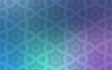 Açık pembe, Noel yıldızlı mavi vektör deseni. Bulanık arkaplanda gradyanı olan yıldızlar. Hediyeleri paketlemek için desen.