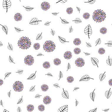 Koyu mavi, kırmızı yaprakları, çiçekleri ile sorunsuz doodle düzen vektör. Yaprak, Çiçek Origami tarzı ile doodle. Duvar kağıdı, kumaş üreticileri için modaya uygun bir tasarım.