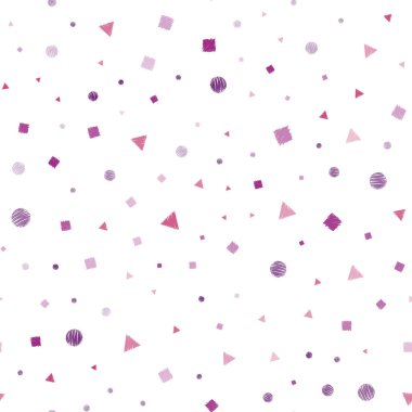 Koyu mor, pembe daireler ile poligonal tarzı ile sorunsuz kapak vektör. Soyut illüstrasyon renkli noktalar, çizgiler, küpleri ile. Desen için modaya uygun Kumaş, duvar kağıtları.