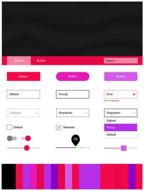 Hafif pembe, mavi vektör tasarım UI kiti eğri daireler ile. Glitter soyut resim bulanık kabarcık şekilleri ile... Web siteleri için basit renkli tasarım.