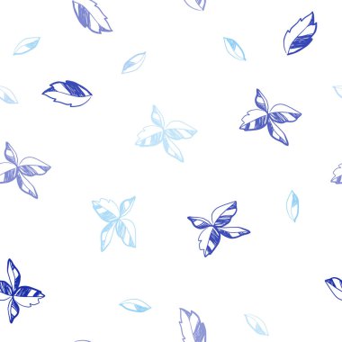 Hafif mavi vektör yaprak ile seamless doğal modeli. Bulanık tarzı ile yeni renkli resimde bırakır. Desen tasarım kumaş, duvar kağıtları.