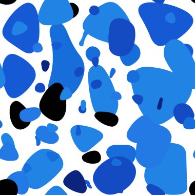 Hafif mavi vektör daire şekilleri ile sorunsuz düzeni. Soyut illüstrasyon renkli baloncuklar doğa tarzı ile. Desen için modaya uygun Kumaş, duvar kağıtları.