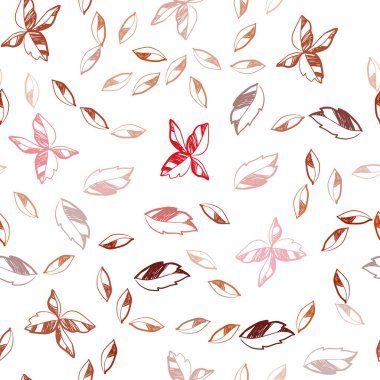 Işık kırmızı vektör sorunsuz doodle doku yaprakları ile. Bulanık tarzı ile yeni renkli resimde bırakır. Kartvizit, Web siteleri için şablon.