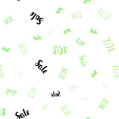 Işık yeşil vektör 70 yüzde işaretleri ile seamless modeli. Soyut illüstrasyon renkli gradyan sembolleri satış ile. Reklamlar alışveriş sezon satış için şablon.