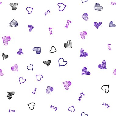 Mor ışık, vektör sorunsuz zemin ifade Love You, kalpleri ile pembe. Renkli resimde alıntı Love You, kalpleri ile. Tasarım için duvar kağıdı, kumaş üreticileri.
