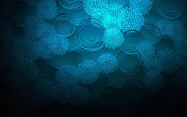 Koyu mavi doodle bulanık desen vektör. Gradyan ile Origami tarzında çiçekler Doodle Illustration. Şablon arka plan olarak cep telefonları için kullanılabilir.