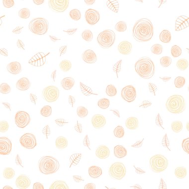 Işık turuncu vektör yaprak ve çiçek sorunsuz doodle şablonu. Renkli resimde doodle tarzı yaprakları, çiçekleri ile. Kartvizit, Web siteleri için şablon.