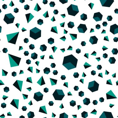 Açık mavi, vektör kesintisiz, izometrik şablon kristalleri, kareler ile yeşil. İllüstrasyon renkli üçgenler, kareler dizi. Tekstil, kumaş, duvar kağıtları için tasarım.