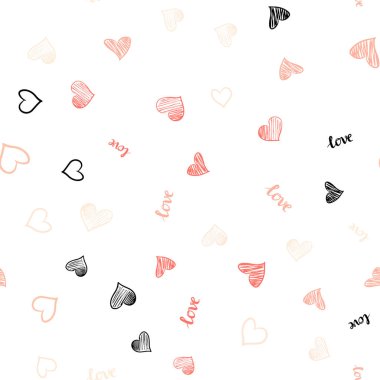 Kelime Love You, kalpleri ile turuncu vektör sorunsuz doku ışık. Renkli gradyan ifade Love You, kalpleri soyut tarzda. Desen için modaya uygun Kumaş, duvar kağıtları.