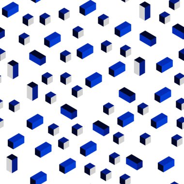 Koyu mavi kare tarzı kesintisiz, izometrik desen vektör. İllüstrasyon renkli dikdörtgenler dizi. Kartvizit, Web siteleri için şablon.