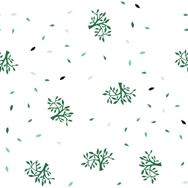 浅蓝色 绿色矢量无缝自然背景与叶子 叶和分枝具梯度在白色背景 网站模板 — 图库矢量图片