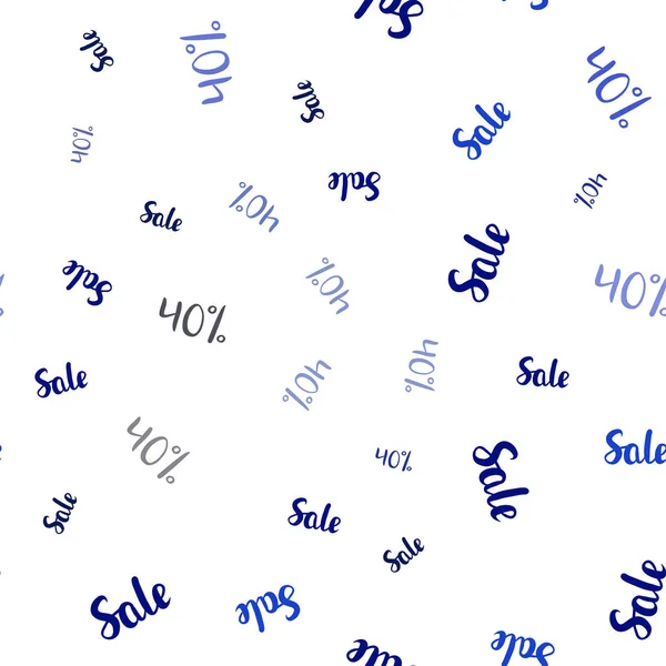 深蓝色矢量无缝覆盖与40 的销售符号 在白色背景上带有折扣标志的渐变插图 销售横幅的图案 — 图库矢量图片
