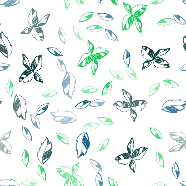 Light Blue Green Vector Seamless Natural Pattern Leaves Shining Colored — Stock Vector