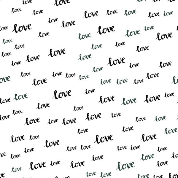 Dark Green Vector Seamless Texture Words Love You Decorative Design — Stock Vector