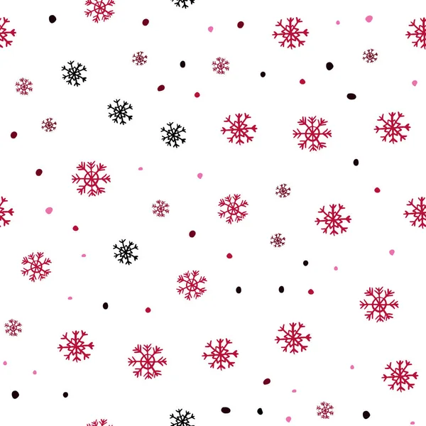 Ciemny Czerwony Wektor Bezszwowe Tło Boże Narodzenie Śniegu Kolorowe Płatki — Wektor stockowy