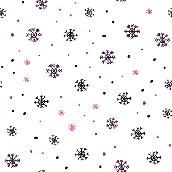 Dunkelrosa Vektor Nahtloses Muster Mit Weihnachtlichen Schneeflocken Leuchtende Bunte Illustration — Stockvektor