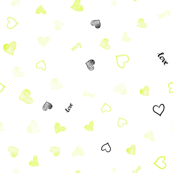 Ανοιχτό Πράσινο Κίτρινο Διάνυσμα Ομαλή Υφή Λέξεις Love You Καρδιές — Διανυσματικό Αρχείο