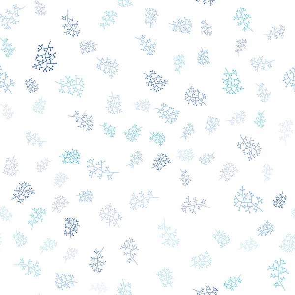 Φως Μπλε Διάνυσμα Απρόσκοπτη Doodle Μοτίβο Φύλλα Κλαδιά Πολύχρωμη Εικονογράφηση — Διανυσματικό Αρχείο