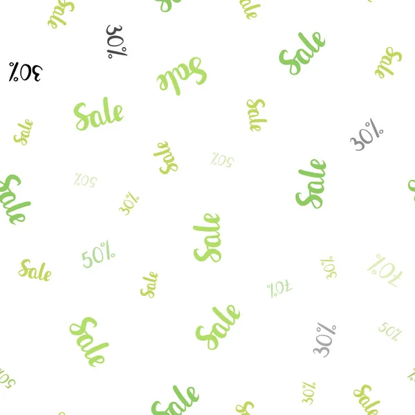 Light Green Yellow Vector Seamless Layout Discount Colored Words Sales — Stock Vector