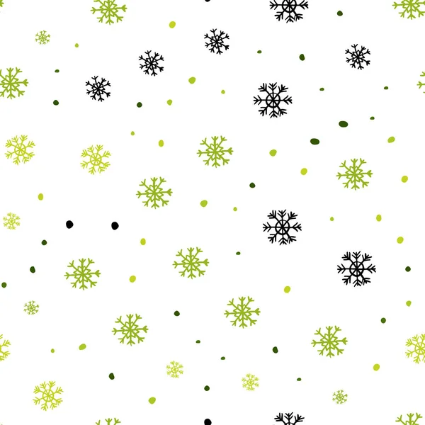 Lichtgroen Geel Vector Naadloze Achtergrond Met Sneeuwvlokken Xmas Kleurrijke Afbeelding — Stockvector