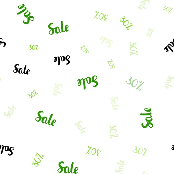 Светло Зеленый Вектор Беззапечатанный Фон Признаками Продаж Иллюстрация Знаками Продаж — стоковый вектор
