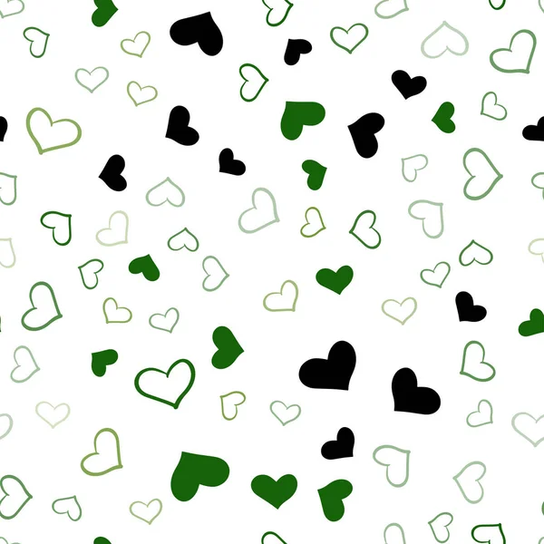 Vector Verde Claro Patrón Sin Costuras Con Corazones Coloridos Hermosa — Archivo Imágenes Vectoriales