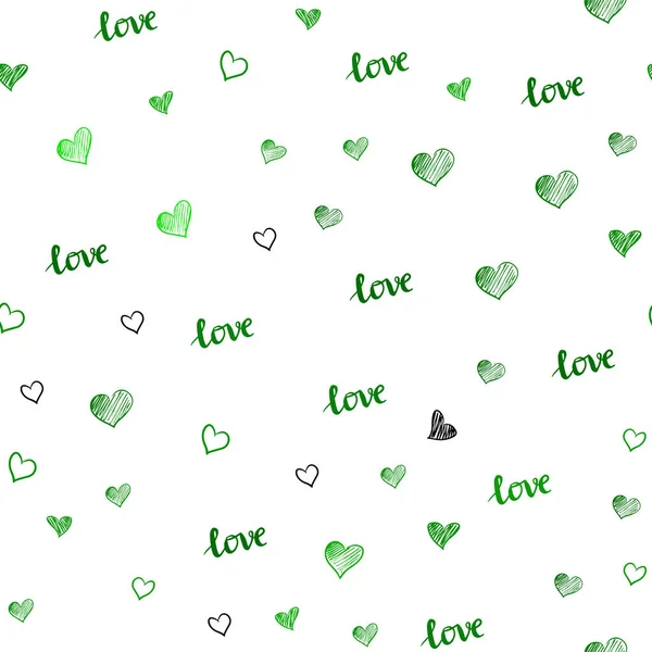 Vecteur Vert Clair Motif Sans Couture Avec Phrase Love You — Image vectorielle