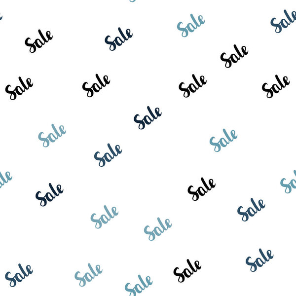 Light BLUE vector seamless background with words of sales. Illustration with signs of sales on abstract template. Backdrop for ads, leaflets of Black Friday.