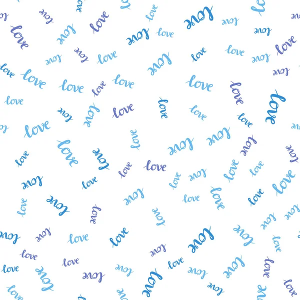 Light Pink Blue Vector Seamless Template Text Love You Phrase — Stock Vector