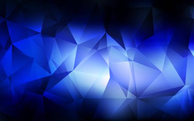 Üçgenli koyu mavi vektör arkaplan. Soyut üçgenli dekoratif tasarım. Reklamlar için desen.