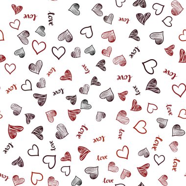 Koyu turuncu vektör ifade Love You, kalpleri ile seamless modeli. Renkli gradyan ifade Love You, kalpleri soyut tarzda. Desen tasarım kumaş, duvar kağıtları.