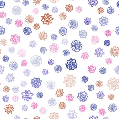 Açık mavi, kırmızı vektör sorunsuz düzeni ile parlak kar taneleri. Modern geometrik soyut Illustration kristalleri ile buz. Desen için modaya uygun Kumaş, duvar kağıtları.