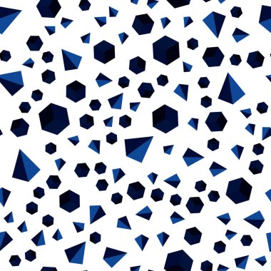 Koyu mavi küpleri ile poligonal tarzı ile kesintisiz, izometrik desen vektör. İllüstrasyon renkli üçgen, dikdörtgen ile. Kartvizit, Web siteleri için şablon.