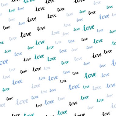 Açık mavi, ifade Love You ile Dikişsiz desen vektör yeşil. Renkli resimde alıntı Love You kutlama tarzı ile. Tasarım için duvar kağıdı, kumaş üreticileri.