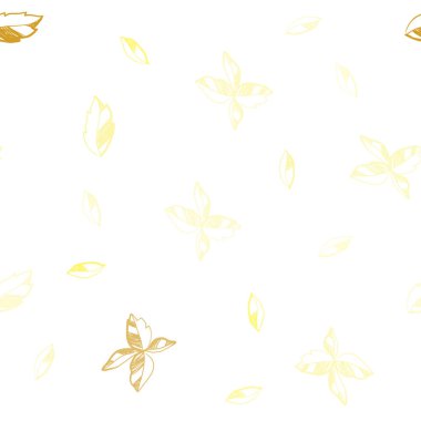 Koyu sarı vektör sorunsuz doodle doku yaprakları ile. Belirsiz bir soyut illüstrasyon yaprakları karalamalar tarzı ile. Desen tasarım kumaş, duvar kağıtları.