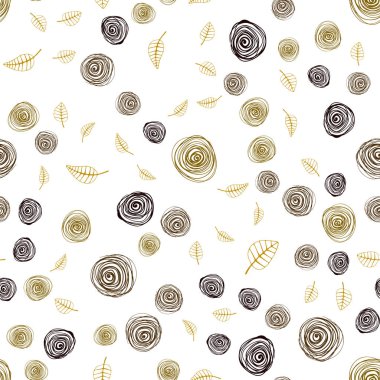 Koyu kırmızı, sarı yaprak ve çiçek ile sorunsuz zarif arka plan vektör. Yaprakları doodle tarzı ile renkli soyut resimde. Tekstil, kumaş, duvar kağıtları için tasarım.