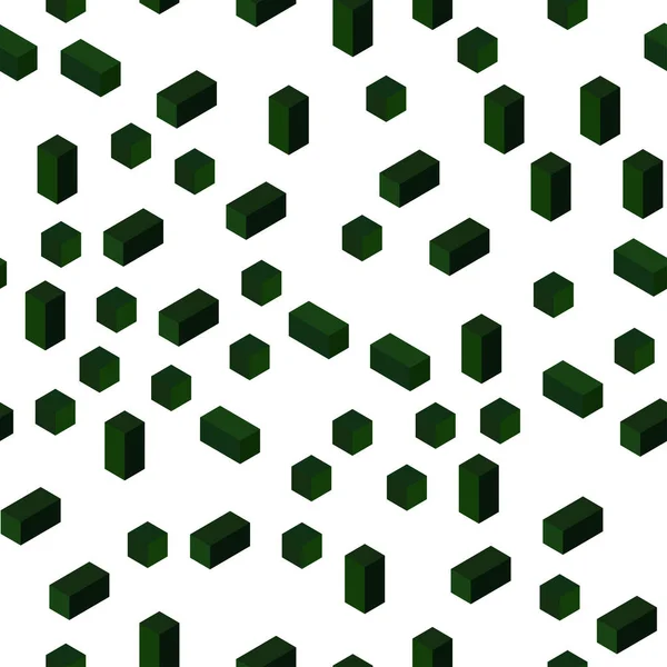 Ciemny Zielony Wektor Wzór Bez Szwu Izometryczny Stylu Kwadratowych Ozdobny — Wektor stockowy