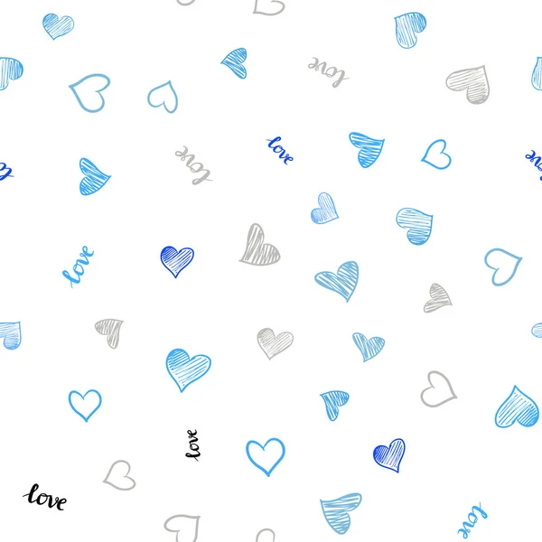 Light Blue Vector Seamless Backdrop Phrase Love You Hearts Иллюстрация — стоковый вектор
