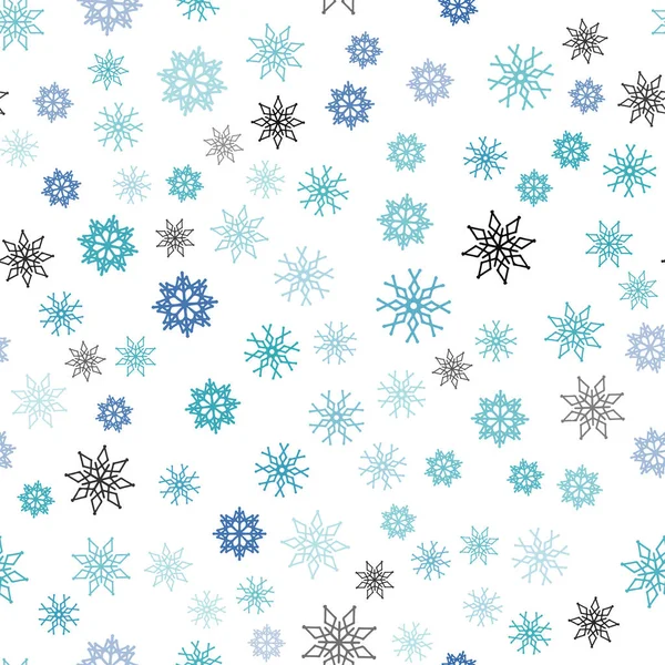 Hellblaue Vektor Nahtlose Textur Mit Farbigen Schneeflocken Dekorative Leuchtende Illustration — Stockvektor