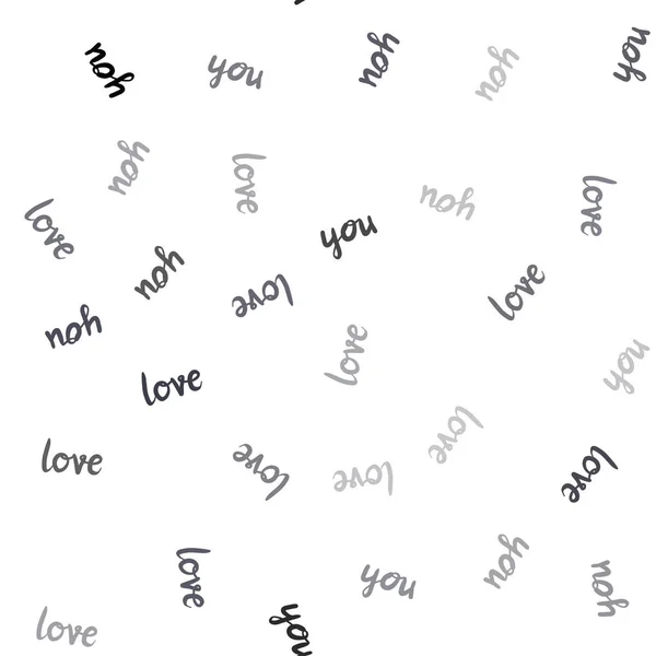 Dark Gray Vector Seamless Template Text Love You Phrase Love — Stock Vector