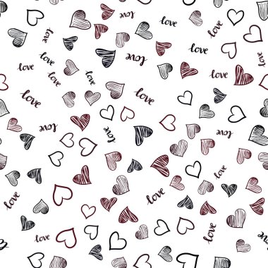 Koyu kırmızı sorunsuz geçmiş sözler, kalpleri ile vektör. Renkli gradyan ifade Love You, kalpleri soyut tarzda. Desen tasarım kumaş, duvar kağıtları.