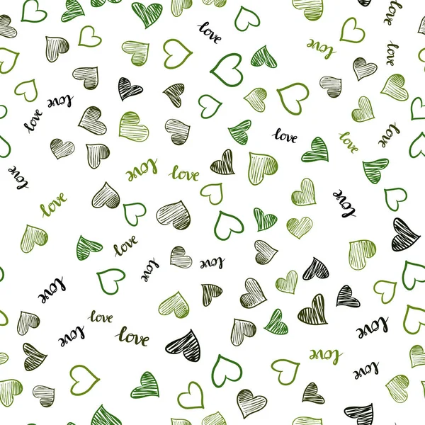 Vecteur Vert Foncé Toile Fond Sans Couture Avec Phrase Love — Image vectorielle