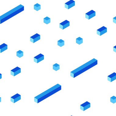 Hafif mavi vektör kapak poligonal tarzı kesintisiz, izometrik. Dikdörtgenler ve kareler ile güzel illüstrasyon. Tekstil, kumaş, duvar kağıtları için tasarım.