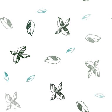 Koyu yeşil vektör sorunsuz doodle arka plan yaprakları ile. bulanık arka plan gradyan ile yapraklarda. Duvar kağıdı, kumaş üreticileri için modaya uygun bir tasarım.