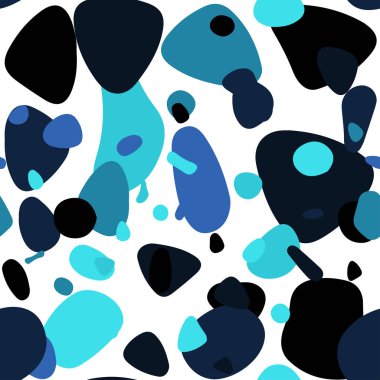 Koyu Mavi noktalı sorunsuz zemin vektör. Modern Soyut illüstrasyon renkli su ile bırakır. Desen tasarım kumaş, duvar kağıtları.